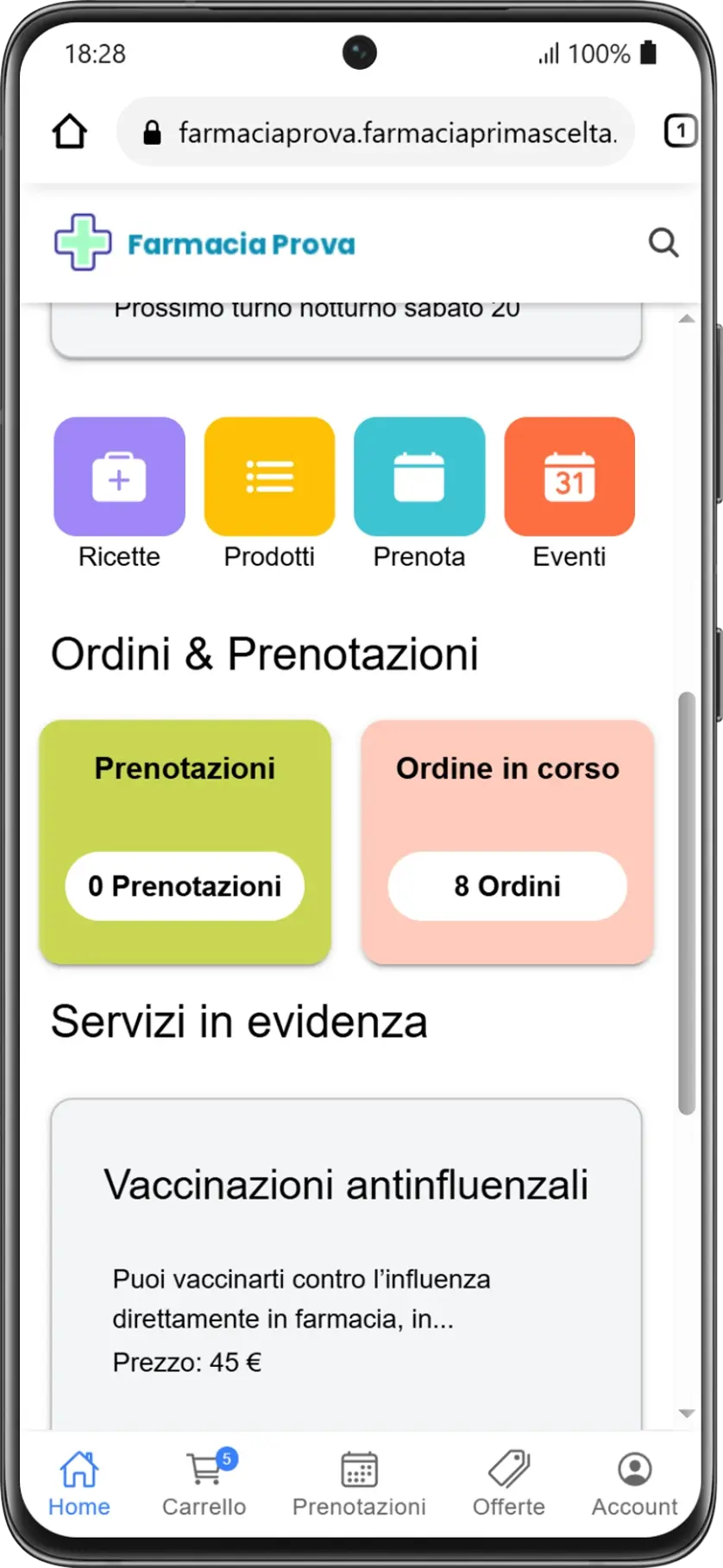 Navigazione principale dell'app